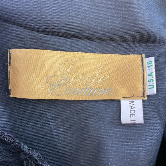 Jade Couture Formal Mother of the Bride Dress Womens Size 16 Black Lace Beaded - Picture 13 of 14